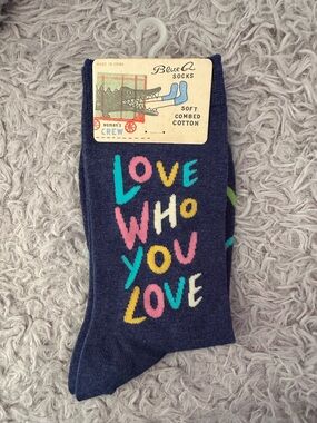Blue Q Navy 'Love Who You Love' Colorful Letter Crew Socks